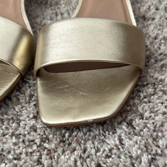 Bernardo Champagne Low Heeled Ankle Strap Sandals